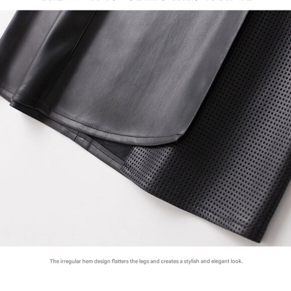 Luxury Lambskin Perforated Panel Skirt /Brown - Picture 7 of 7